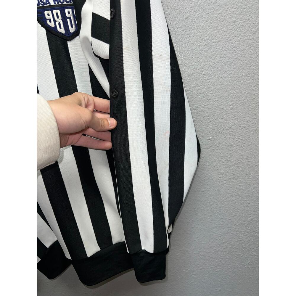 Vintage USA Hockey Referee Jersey Official Black White Long Sleeve 98 90s VTG XL - Picture 5 of 12
